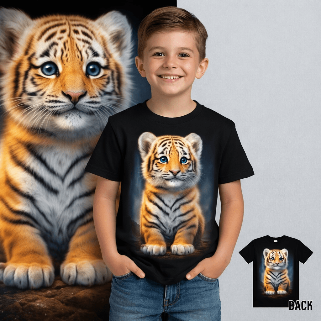 Cute Tiger Cub Glow T-Shirt – Kids Edition (A-0802)
